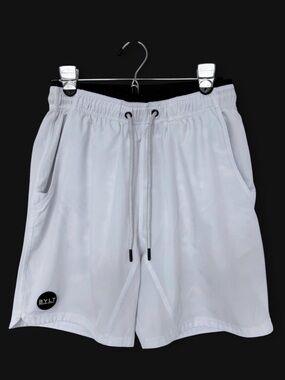 Men's White BYLT Lined Active Shorts Large Camo Athletic Casual Gym Workout